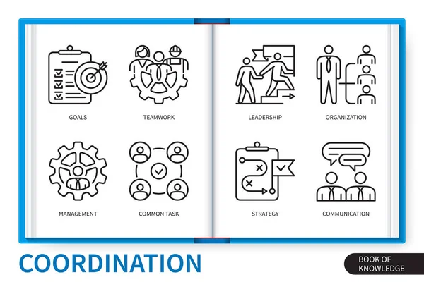 Koordination Infografik Elemente Gesetzt Ziele Organisation Management Gemeinsame Aufgabe Kommunikation — Stockvektor