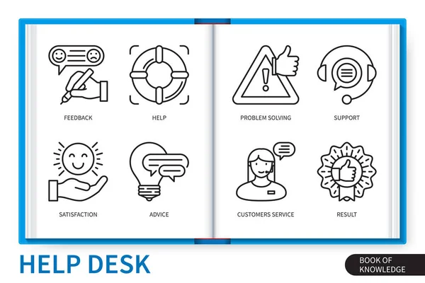Help Desk Infographics Elements Set Support Help Feedback Advice Customer — Stock Vector