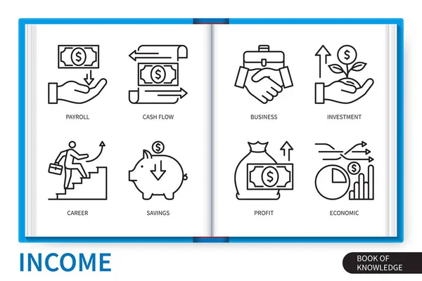Income Infographics Elements Set Payroll Cash Flow Savings Economic Career — Stock Vector
