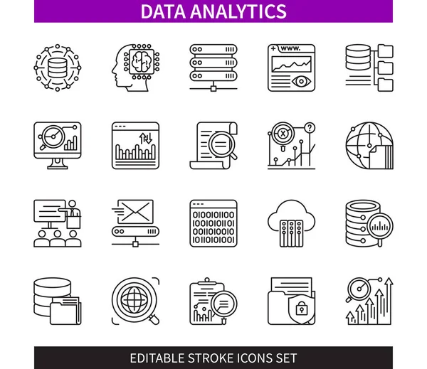 Szerkeszthető Vonal Data Analytics Vázlatos Ikonkészlet Szerkezet Előrejelzés Gépi Tanulás — Stock Vector