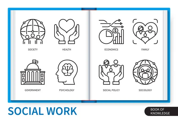 Zestaw Elementów Infografiki Pracy Społecznej Społeczeństwo Psychologia Polityka Społeczna Socjologia — Wektor stockowy