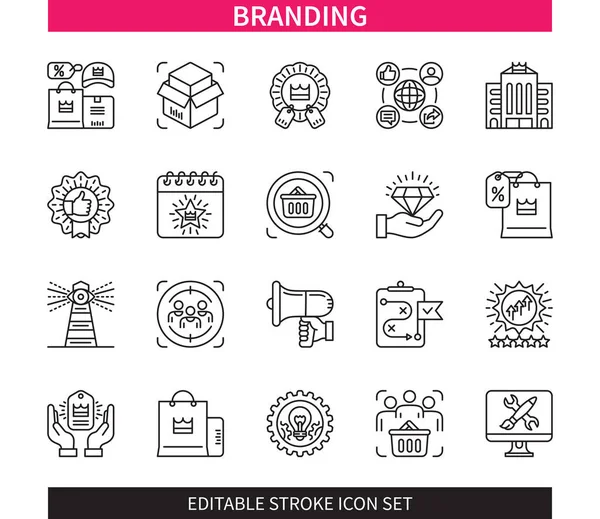 Editable Line Branding Outline Icon Set Product Discount Company Innovation — Stock Vector