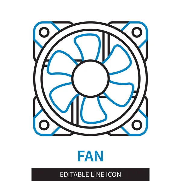 Ikon Garis Fan Yang Dapat Disunting Simbol Fan Komputer Ikon - Stok Vektor