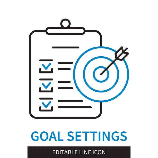 Baris Yang Dapat Disunting Goal Settings Outline Icon Target Dengan - Stok Vektor