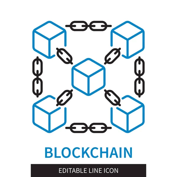 Düzenlenebilir Satır Blockchain Ana Hatları Simgesi Zincirle Bağlanmış Bloklar Düzenlenebilir — Stok Vektör