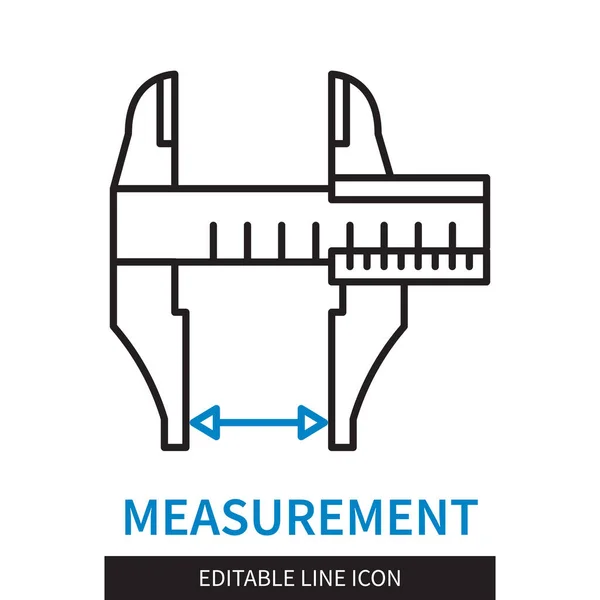 Editable Line Measurement Outline Icon Vernier Caliper Measures Distance Editable — Stock Vector