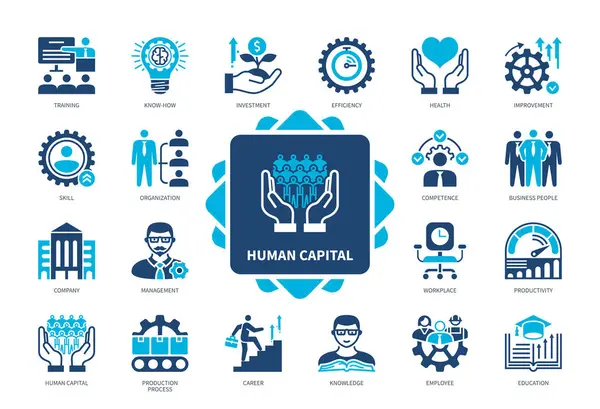 Ícone Capital Humano Processo Produção Empregado Know How Educação Habilidades — Vetor de Stock