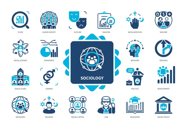 Σύνολο Εικονιδίων Κοινωνιολογίας Μελέτη Ανθρώπινη Κοινωνία Πολιτισμός Φύλο Κοινωνικές Επιστήμες Διάνυσμα Αρχείου