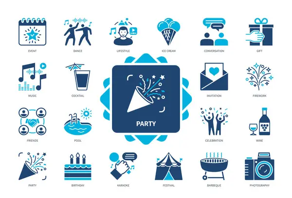 Party Icon Set Dance Ice Cream Celebration Barbecue Festival Lifestyle Royalty Free Stock Illustrations