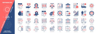 Simge yeniden oluşturuluyor. Kredi Koşulları, İpotek, Borç Yükümlülüğü, Tüketici Kredileri, Faiz Oranı, Emlak, Koşullar, Anlaşma. Duotone rengi katı ve düzenlenebilir dış hat simgeleri