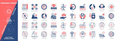 Yenilenebilir enerji simgesi ayarlandı. Biyoenerji, Biyokütle, Çevre, Akıllı Ev, Ekoloji, Biyogaz, Yeşil Enerji, Verimlilik. Duotone rengi katı ve düzenlenebilir dış hat simgeleri