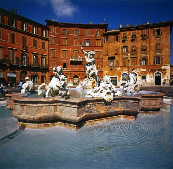 Bernini Fontän Piazza Navona Rom — Stockfoto