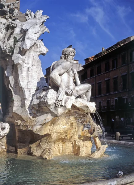 Fonte Dos Rios Por Bernini 1651 Roma Itália — Fotografia de Stock