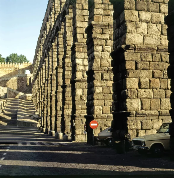 Romeinse Aquaduct Segovia Spanje — Stockfoto