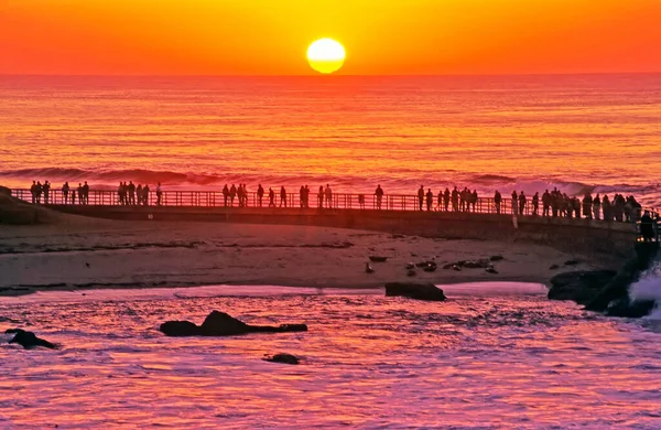 Západ Slunce Jolla Pier Kalifornie — Stock fotografie