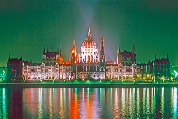 Night View Hungarian Parliament Budapest — Stock Photo, Image