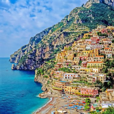 Positano, İtalya 'da bir plaj manzarası