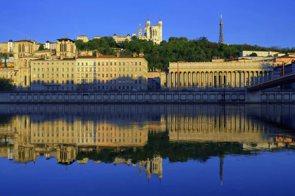 Berömda Visa Lyon Med Floden Saone Frankrike — Stockfoto