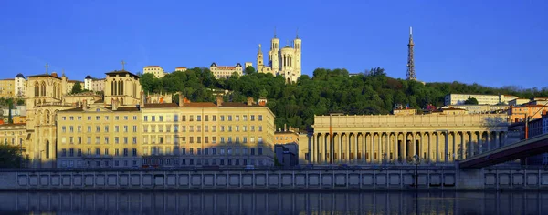 Vista Famosa Lyon Com Rio Saone França — Fotografia de Stock