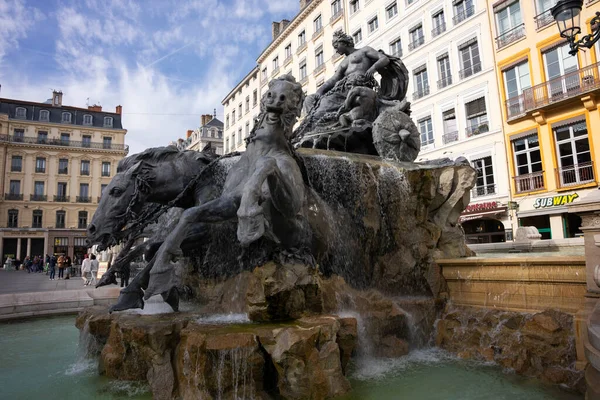 Lyon Francia Novembre 2022 Famosa Fontana Terreaux Posto Lione Francia — Foto Stock