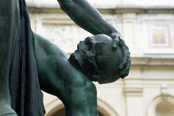 Partie Sculpture Bronze Homme Crâne Réalisée Par Célèbre Auguste Rodin — Photo
