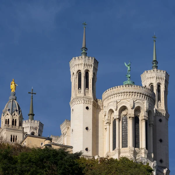 Pohled Baziliku Notre Dame Fourviere Lyonu Francii — Stock fotografie