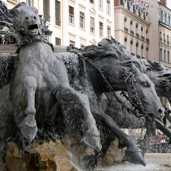 Part Famous Fontaine Des Terreaux Lyon France — Stock Photo, Image