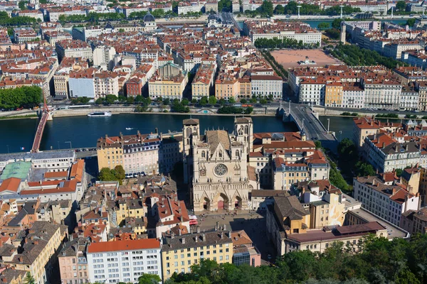 Luchtfoto Van Kathedraal Saint Jean Lyon Frankrijk — Stockfoto