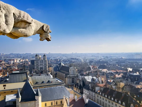 法国第戎市政厅顶部的石榴景观 图库图片