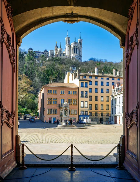 Lyon Frankrike Mars 2023 Visa Berömda Basilika Notre Dame Fourviere — Stockfoto