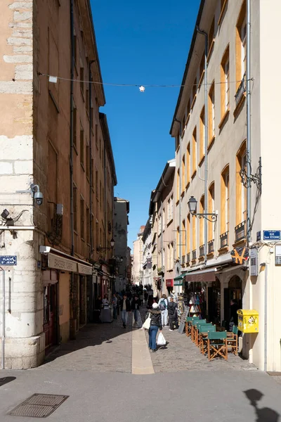 Lyon France March 2023 Вид Знамениту Вулицю Біля Площі Сен — стокове фото