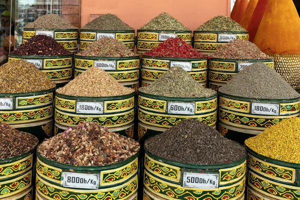 View Spices Barrels Shop Marrakech Morocco — Stock Photo, Image