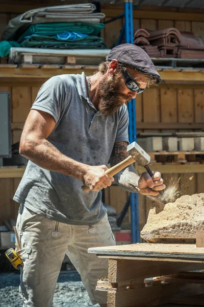 Vista Vertical Traditionl Stonecutter França — Fotografia de Stock