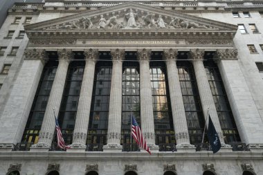 New York, New York, ABD - 18 Temmuz 2023: New York Borsa Binası, New York