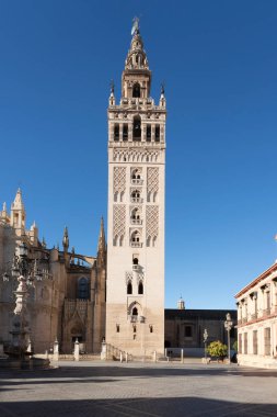 Sevilla 'daki ünlü katedralde Giralda Kulesi, İspanya