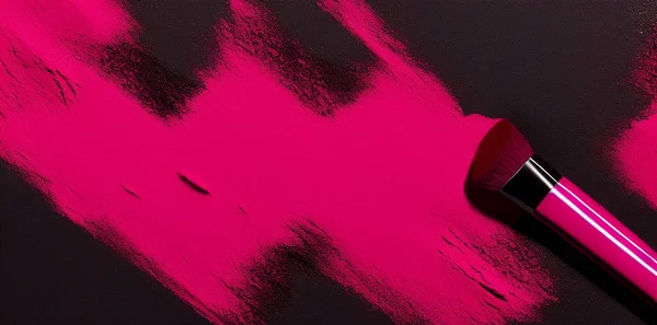 Smears of pink powder on a dark background, banner large size