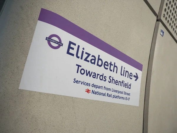 ロンドン イギリス Circa 2022年10月 エリザベスラインサイン — ストック写真