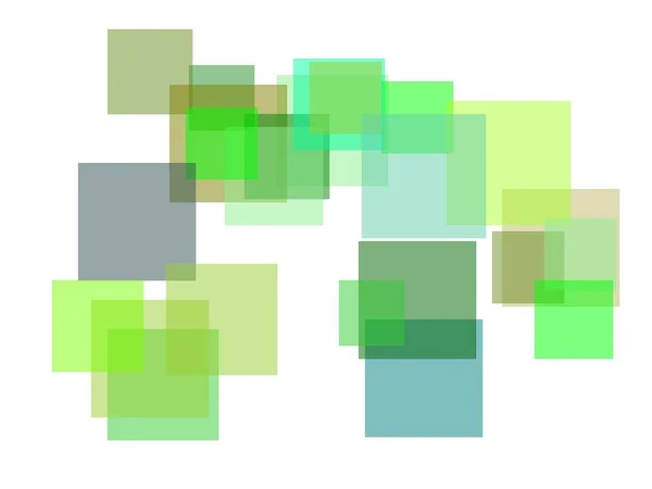 Abstrakt Minimalistisk Grön Illustration Med Rutor Och Vit Bakgrund — Stockfoto