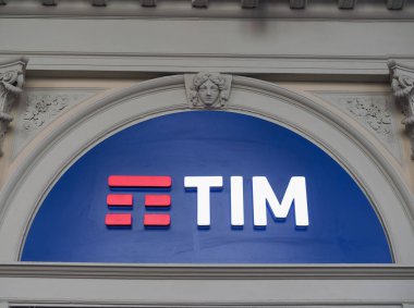 TURIN, ITALY - CIRCA SEPTEMBER 2022: Tim Telecom Italia Mobile storefront sign clipart