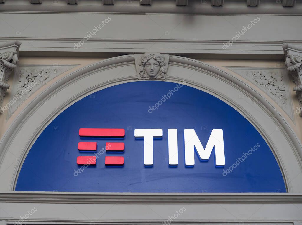 TURIN, ITALY - CIRCA SEPTEMBER 2022: Tim Telecom Italia Mobile storefront sign