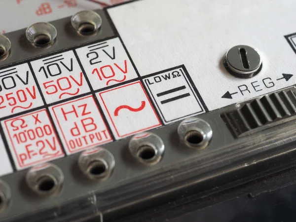 Electrical Symbols Vintage Analog Multimeter Measuring Instrument — Stock Photo, Image