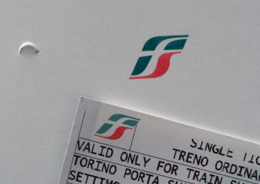 ROME, ITALY - CIRCA AUGUST 2022: Trenitalia sign on Italian train ticket