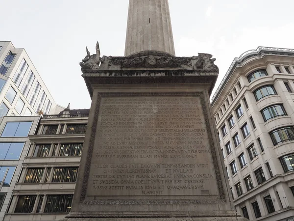 Monumento Para Conmemorar Gran Incendio Londres 1666 Londres Reino Unido —  Fotos de Stock