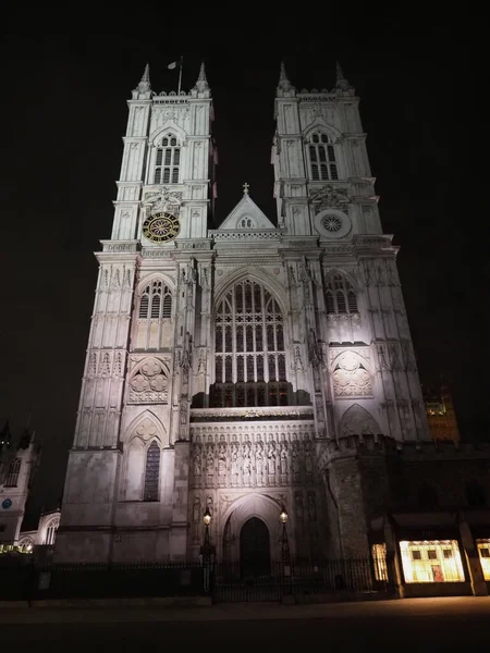 Английская Церковь Вестминстерского Аббатства Ночью Лондоне Великобритания — стоковое фото