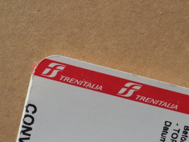 ROME, ITALY - CIRCA AUGUST 2022: Trenitalia sign on Italian train ticket