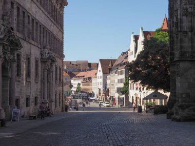 NUERNBERG, ALMANY - CIRCA HAZİRAN 2022: Eski şehir merkezi manzarası