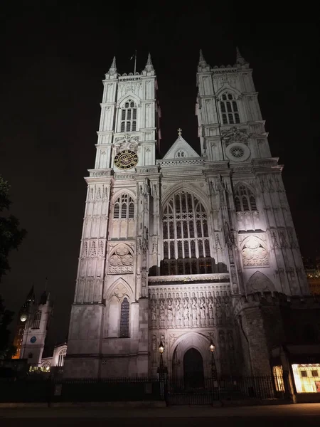 Kościół Anglikański Westminster Abbey Nocy Londyn Wielka Brytania — Zdjęcie stockowe