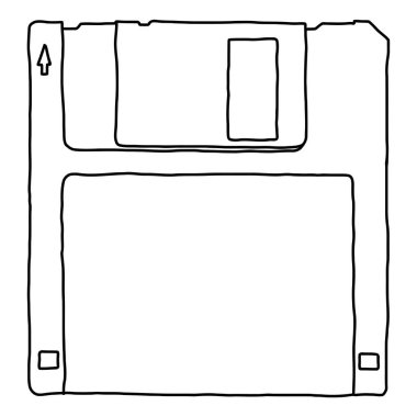 Kişisel bilgisayar veri depolama için el çizimi manyetik disket