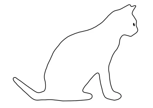 Met Hand Getekend Kattensilhouet Zwart Wit — Stockfoto