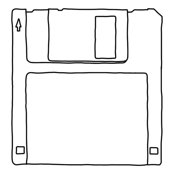 Floppy Disk Magnetico Disegnato Mano Memorizzazione Dei Dati Del Personal — Foto Stock